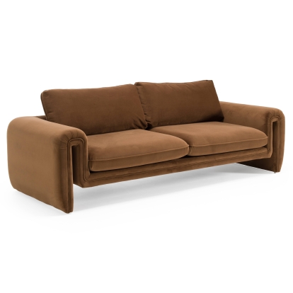 Divani Casa Bentley Modern Brown Velvet Sofa Brown Sofa 83261 VGAH-AG146-3-BRN