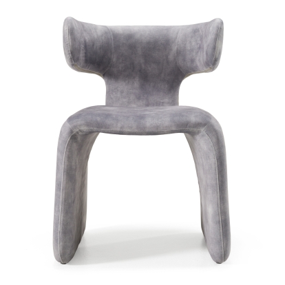 Modrest Bergman Modern Grey-Blue Velvet Dining Chair Grey Dining Chair 82763 VGEU-MC-7513CH-GRY