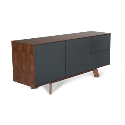 Modrest Weylyn Mid-Century Charcoal Grey & Walnut Buffet Walnut Buffet 72457 VGMABH-374