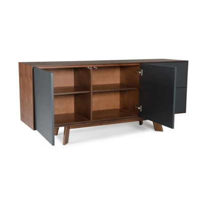 Modrest Weylyn Mid-Century Charcoal Grey & Walnut Buffet Walnut Buffet 72457 VGMABH-374
