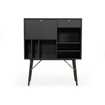 Modrest Billy Modern Black Oak & Gold Tall Buffet Black Buffet 74855 VGDWJ9584-1