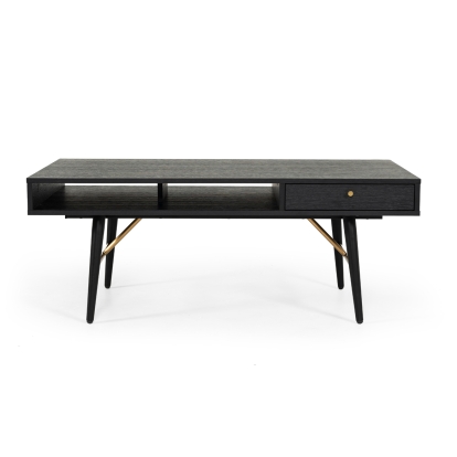 Modrest Billy Modern Black Oak & Gold Coffee Table Black Coffee Table 74858 VGDWJ5705