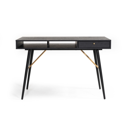 Modrest Billy Modern Black Oak & Gold Office Desk Black Office Desk 74860 VGDWJ3496