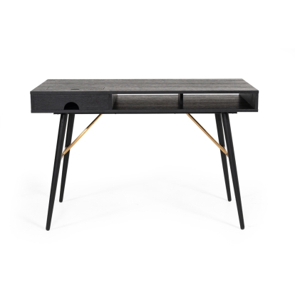 Modrest Billy Modern Black Oak & Gold Office Desk Black Office Desk 74860 VGDWJ3496