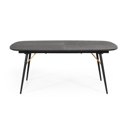 Modrest Billy Modern Black Oak & Gold Extendable Dining Table Black Dining Table 74857 VGDWJ3498