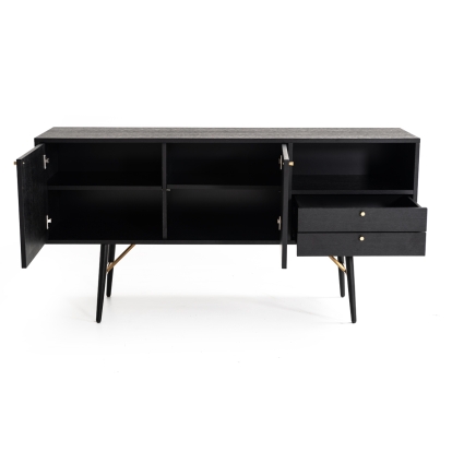 Modrest Billy Modern Black Oak & Gold Buffet Black Buffet 74859 VGDWJ9580-1