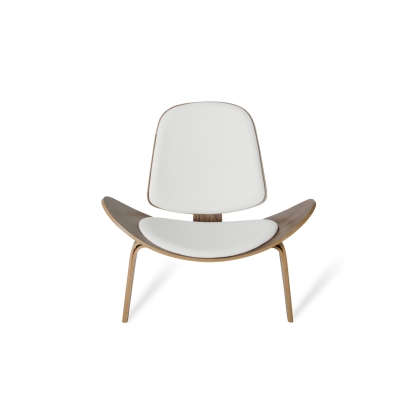 Modrest Warren Mid-Century White & Walnut Accent Chair White Lounge Chair 72500 VGBNBLS-01WL-WHT