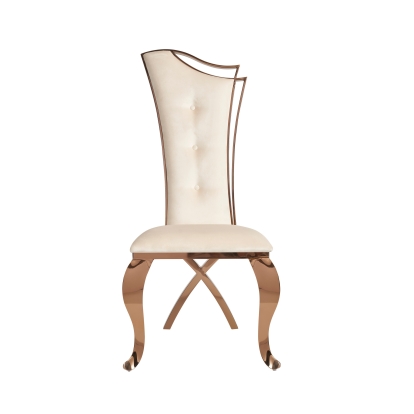 Modrest Bonnie Beige Velvet & Rose Gold Dining Chair (Set of 2) Beige Dining Chair 79057Z VGZAY906-BEI-DC
