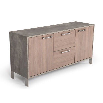 Nova Domus Boston Modern Brown Oak & Faux Concrete Office File Cabinet Grey Buffet 75560 VGANBOSTON-FC