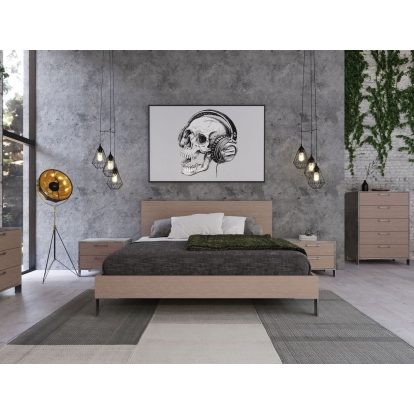 Nova Domus Boston Modern Brown Oak & Brushed Stainless Steel Bed Brown Bed 77852|77853 VGANBOSTON-BED