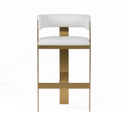 Modrest Boswell Modern White + Matte Gold Barstool White Bar Stool 81227 VGRH-RHS-BS-158-WHTGLD