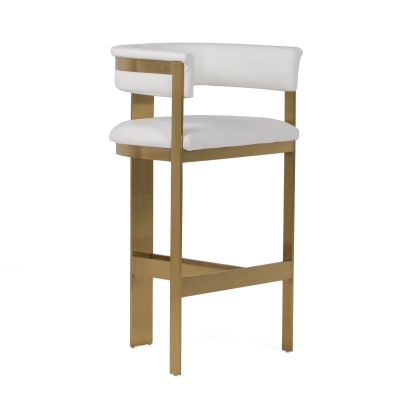 Modrest Boswell Modern White + Matte Gold Barstool White Bar Stool 81227 VGRH-RHS-BS-158-WHTGLD