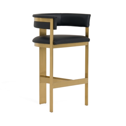 Modrest Boswell Modern Black + Matte Gold Barstool Black Bar Stool 81228 VGRH-RHS-BS-158-BLKGLD