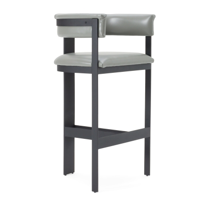 Modrest Boswell Modern Grey Faux Leather + Black Barstool Grey Bar Stool 82664 VGRH-RHS-BS-158-GRYBLK