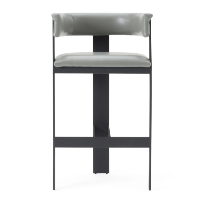 Modrest Boswell Modern Grey Faux Leather + Black Barstool Grey Bar Stool 82664 VGRH-RHS-BS-158-GRYBLK
