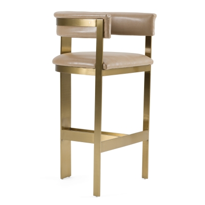 Modrest Boswell Modern Brown Faux Leather + Gold Barstool Brown Bar Stool 82667 VGRH-RHS-BS-158-BRNGLD