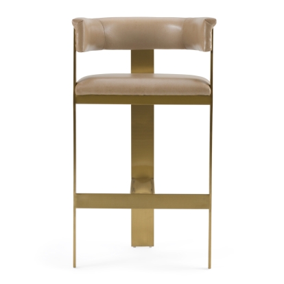 Modrest Boswell Modern Brown Faux Leather + Gold Barstool Brown Bar Stool 82667 VGRH-RHS-BS-158-BRNGLD