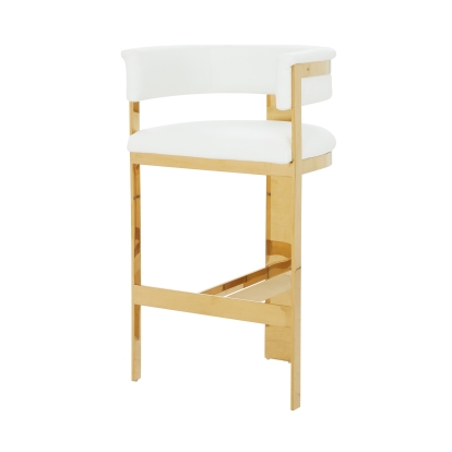 Modrest Boswell Modern White + Gold Barstool White Bar Stool 79374 VGRHBOSWELL-WHT-BS