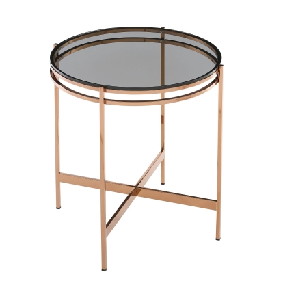 Modrest Bradford Modern Smoked Glass & Rosegold End Table Black End Table 78011 VGEWCT1011-1BA-ET