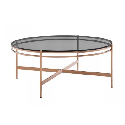 Modrest Bradford Modern Smoked Glass & Rosegold Coffee Table Gold Coffee Table 78417 VGEWCT1011-3AA-CT