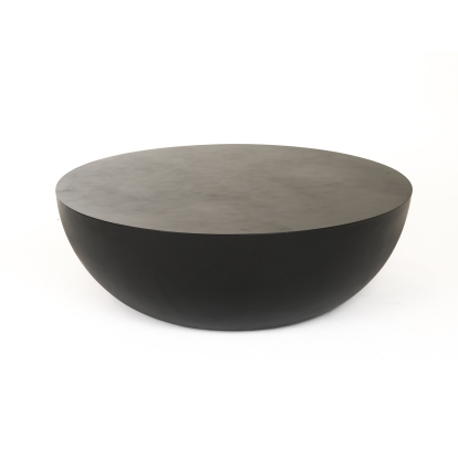 Modrest Bronte Modern Black Concrete Round Coffee Table Black Coffee Table 81832 VGGR-615020-BLK