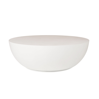 Modrest Bronte Modern White Concrete Round Coffee Table White Coffee Table 81833 VGGR-615020-WHT