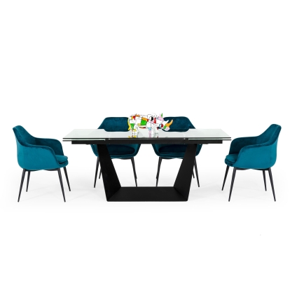 Modrest Bronwin Modern Black Glass Extendable Dining Table Black Dining Table 78423 VGNSGD8684-BLK-DT