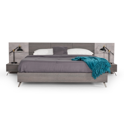 Nova Domus Bronx Italian Modern Faux Concrete & Grey Bed + 2 Nightstands Set Grey Bedroom Set 81676|81677 VGACBRONX-BEDNS-SET