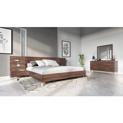 LA Furniture Queen Brooklyn Italian Modern Walnut 4-Piece Bedroom Set VGACBROOKLYN-4PC-SET-Q Contemporary Style by Vig Furnitrue Number 85604 Catch Home Goods