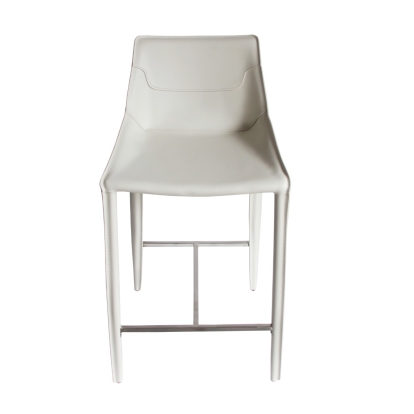 Modrest Halo Modern Ivory Saddle Leather Counter Stool Bar Stool 80283 VGYF-BS1113-I