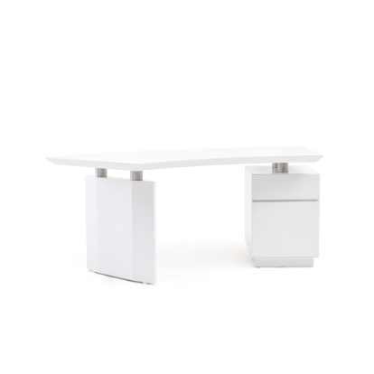 Modrest Stanford Modern White Office Desk White Office Desk 71734 VGVCBT022-WHT