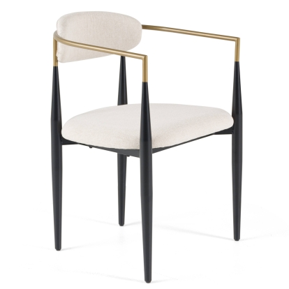 Modrest Buchtel Mid-Century Modern Light Grey + Gold Arm + Black Dining Chair Light Grey Dining Chair 80998 VGDWJ1312-GRY