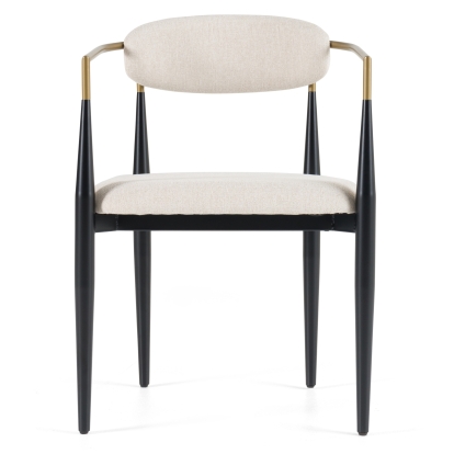 Modrest Buchtel Mid-Century Modern Light Grey + Gold Arm + Black Dining Chair Light Grey Dining Chair 80998 VGDWJ1312-GRY