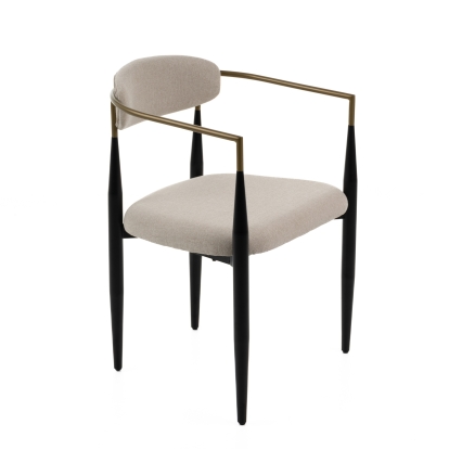Modrest Buchtel Mid-Century Modern Beige + Gold Arm + Black Dining Chair Beige Dining Chair 82086 VGDW-J1312-BGE