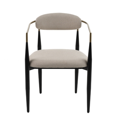 Modrest Buchtel Mid-Century Modern Beige + Gold Arm + Black Dining Chair Beige Dining Chair 82086 VGDW-J1312-BGE