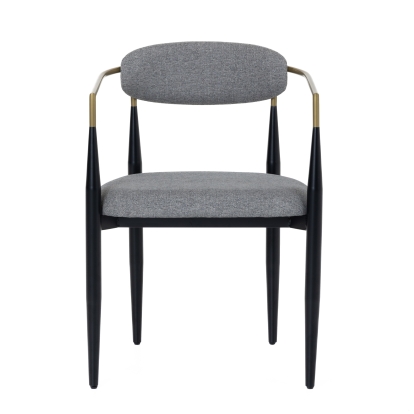 Modrest Buchtel Mid-Century Modern Medium Grey + Gold Arm + Black Dining Chair Grey Dining Chair 82087 VGDW-J1312-MEDGRY