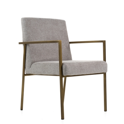 Modrest Burnham Modern Light Grey & Brass Arm Dining Chair White Dining Chair 79753 VGGA-6960CH-1-WHT-B-DC