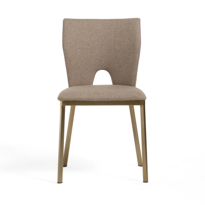 Modrest Burton Modern Beige & Brass Dining Chair Set of 2 Beige Dining Chair 79757Z VGGA-6527CH-BG-B-DC