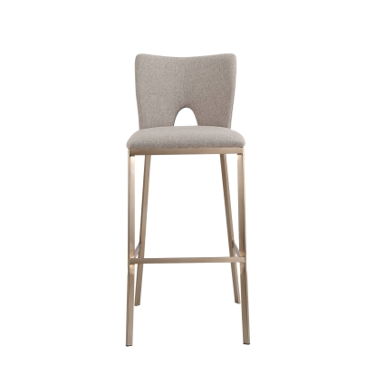 Modrest Burton Glam Greige Fabric + Brass Bar Stool (Set of 2) Grey Bar Stool 79514Z VGGAGA-6527CH-BS