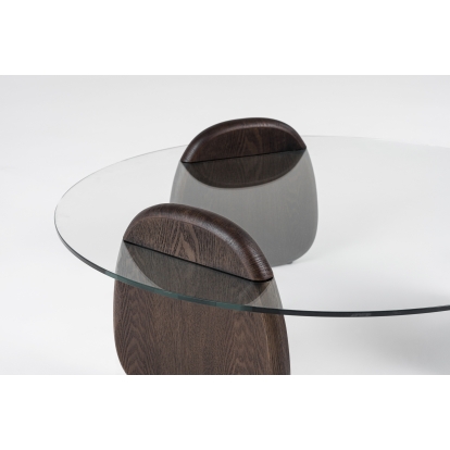 Modrest Buxton Mid-Century Modern Glass + Dark Walnut Coffee Table Brown Coffee Table 81631 VGOD-LZ-274C-COF