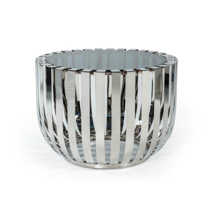Modrest Cage Modern Stainless Steel End Table with Glass Top Smoked Glass End Table 17598A VGVCET120901