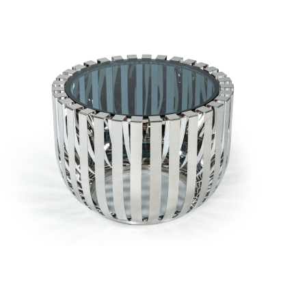 Modrest Cage Modern Stainless Steel End Table with Glass Top Smoked Glass End Table 17598A VGVCET120901