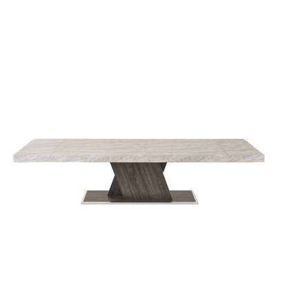 Nova Domus Cairo Italian Modern Faux Marble & Pecan Elm Extendable Dining Table Walnut Dining Table 79953 VGACCAIRO-TBL