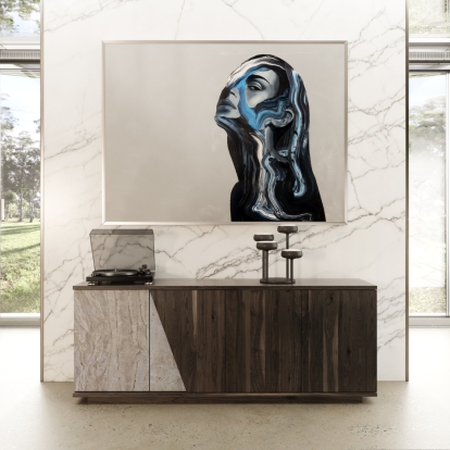 Nova Domus Cairo Modern Grey Elm and White/Grey Marble Pattern Buffet Buffet 79952 VGAC-CAIRO-GR-BF