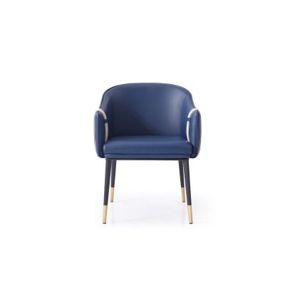 Modrest Calderon Blue & Beige Vegan Leather Dining Chair Blue Dining Chair 78528 VGVCB065-BLU-DC