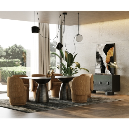 Modrest Calexico Contemporary Black Wave Glass + Black Buffet Black Buffet 81012 VGGMW-1717