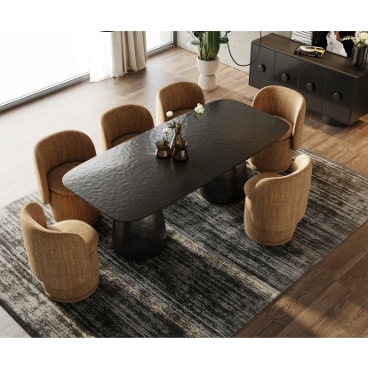 Modrest Calexico Contemporary Black Wave Glass Rectangular Dining Table Black Dining Table 81011 VGGMDT-1717A