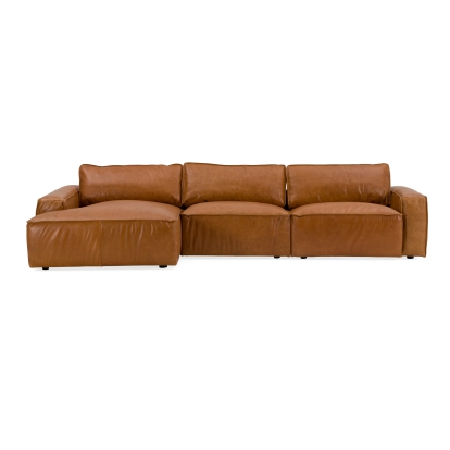 Modrest Cambria Modern LAF Cognac Leather Sectional Sofa Brown Sectional Sofa 80098 VGKK-KF1123-SECT