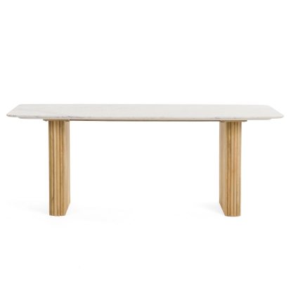 Modrest Cambridge White Marble & Mango Rectangular Dining Table White Dining Table 80526 VGEDRID120004-RCT