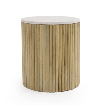 LA Furniture Cambridge White Marble & Mango Round End Table VGEDRID104009-ET Contemporary Style by Vig Furnitrue Number 80530|80530A Catch Home Goods